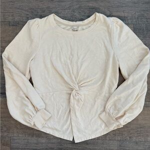 Pilcro Cream Twist Front Long Sleeve Top